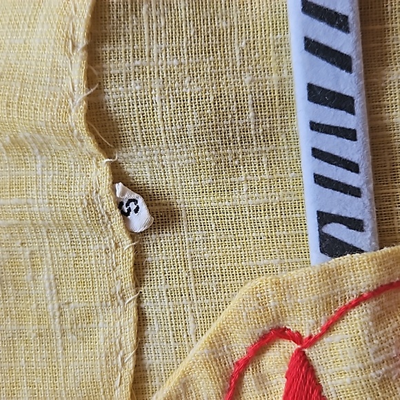 Vintage Yellow, Size Small, Embroidery V neck 3/4 length sleeved, Preloved - Picture 2 of 4